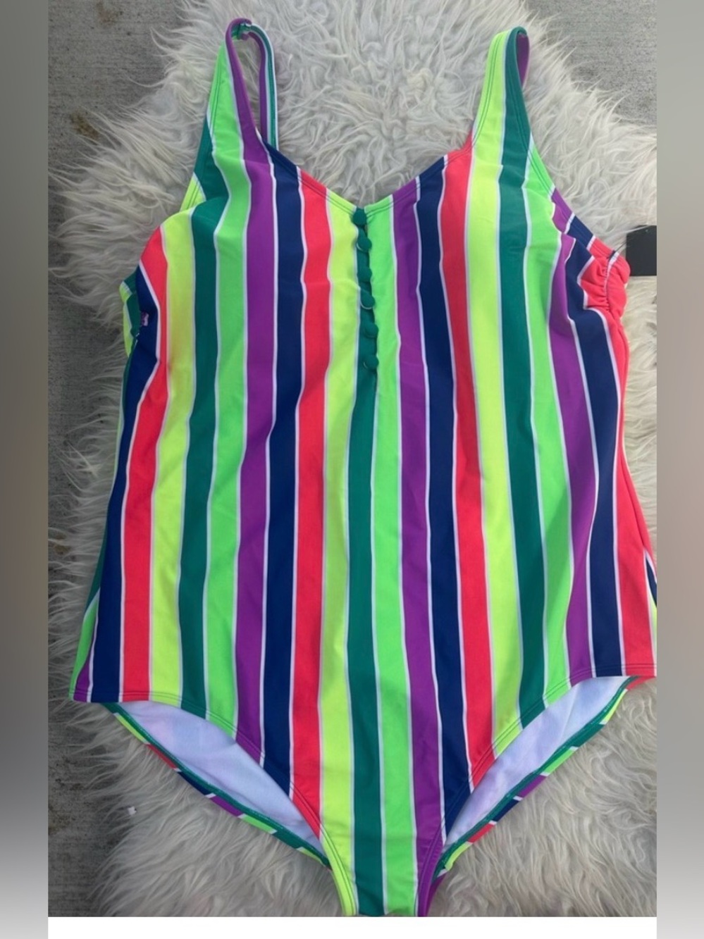 Torrid Wire Free Button Front Plunge Cheeky One Piece Swimsuit - Picture 7 of 9